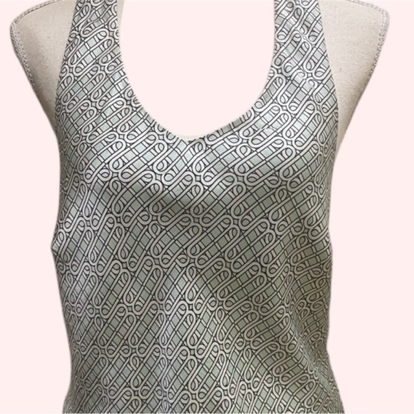 Winter & Miggs Silk Halter Blouse with Bow Back – Geometric Print, Open Back - Picture 9 of 11
